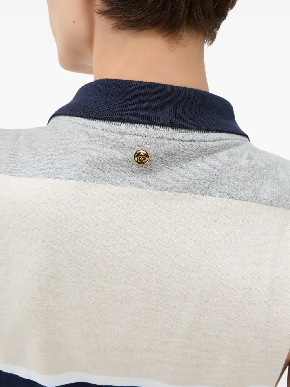Versace Gestreepte mini-jurk van katoen-jersey Grijs