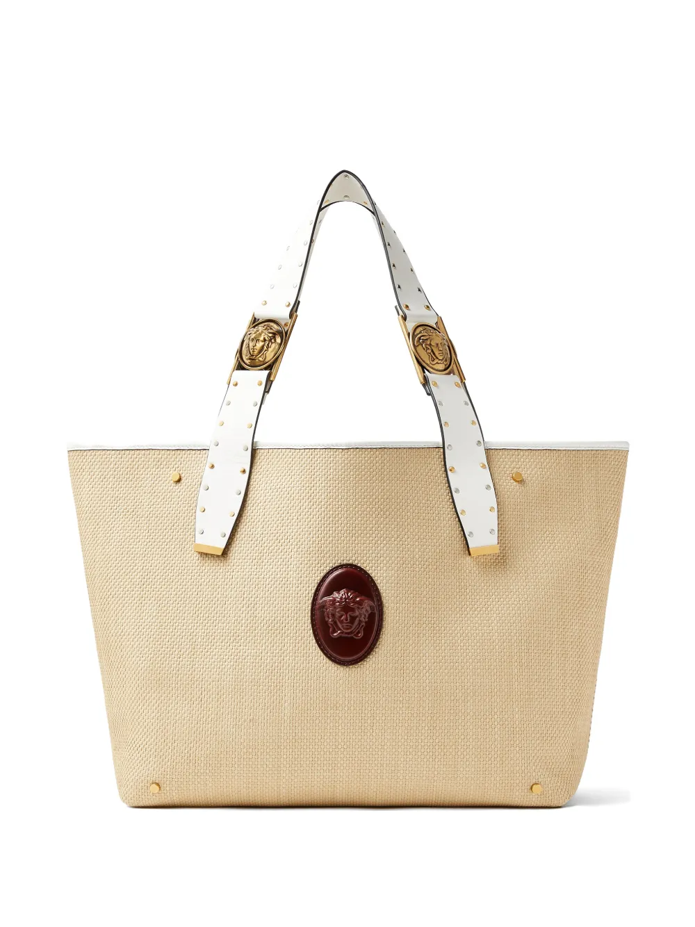 Versace Rivière large raffia tote - Neutrals