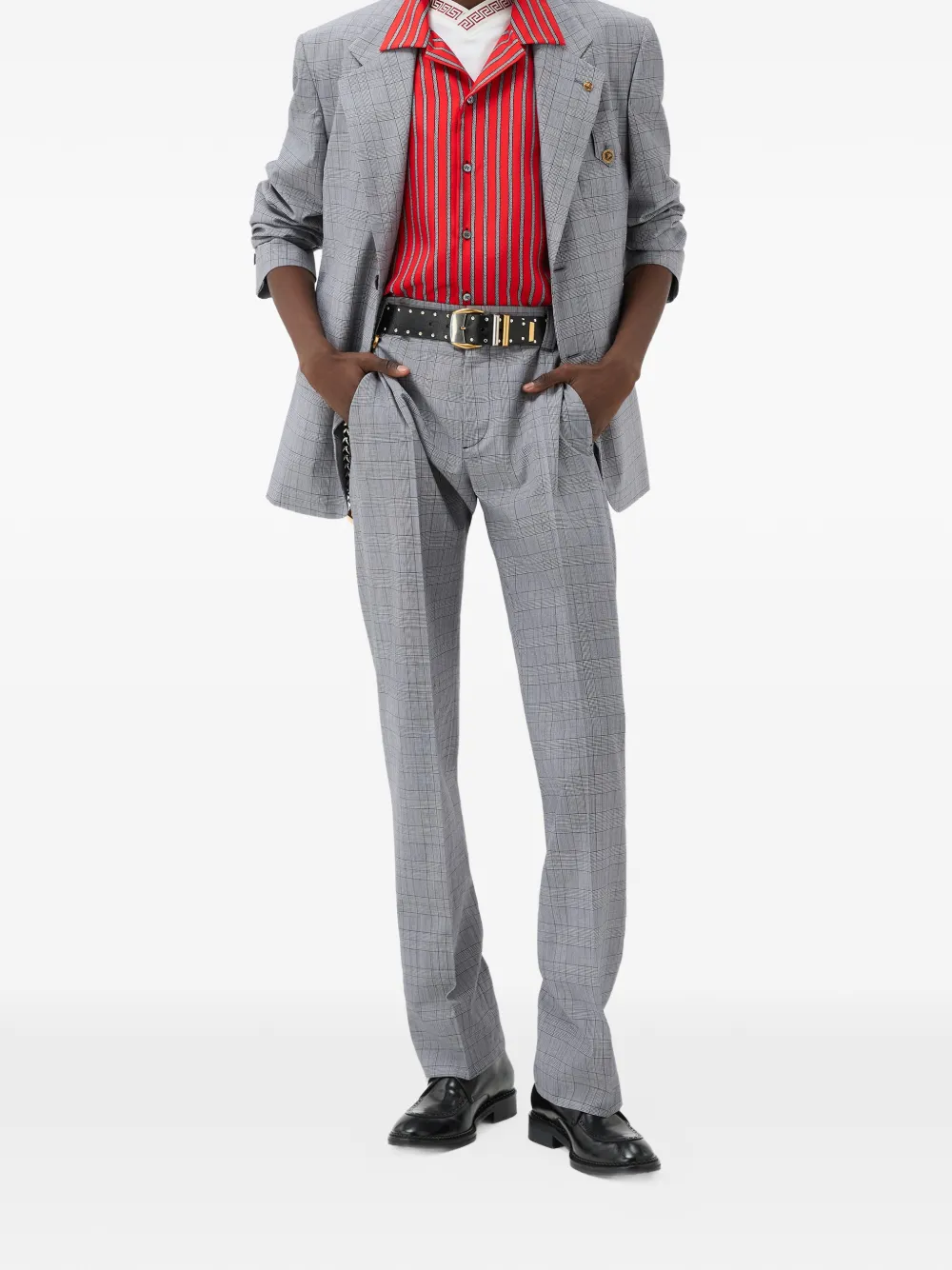 Versace Prince Of Wales wollen broek Grijs