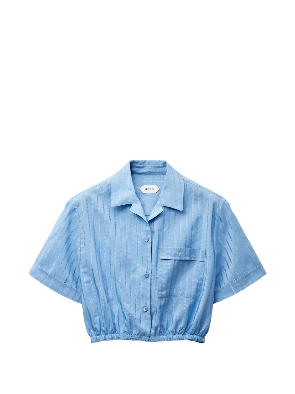 Versace jacquard cotton-silk crop shirt - Blue