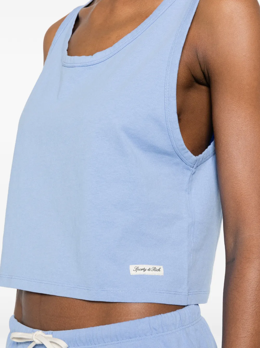 Sporty & Rich Cropped top met logopatch Blauw
