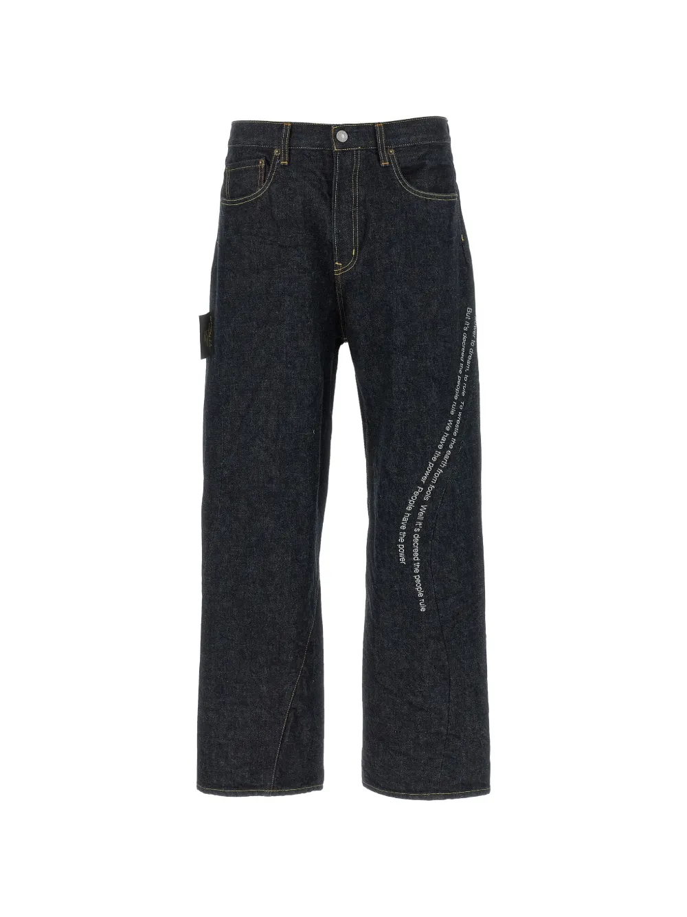 Undercover People Have the Power embroidered curved-stitch jeans - Blu