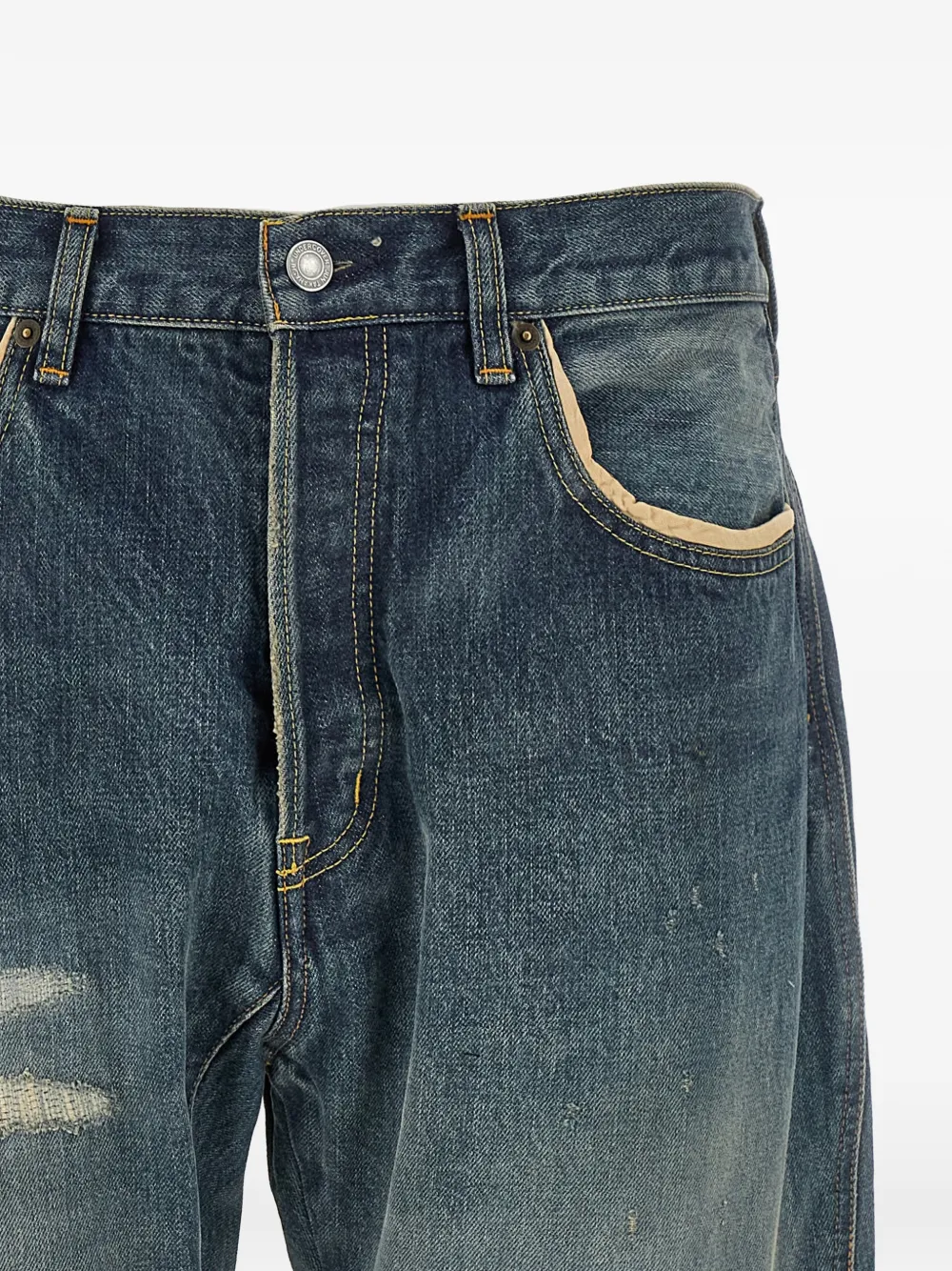 Undercover Gerafelde jeans met borduurwerk Blauw