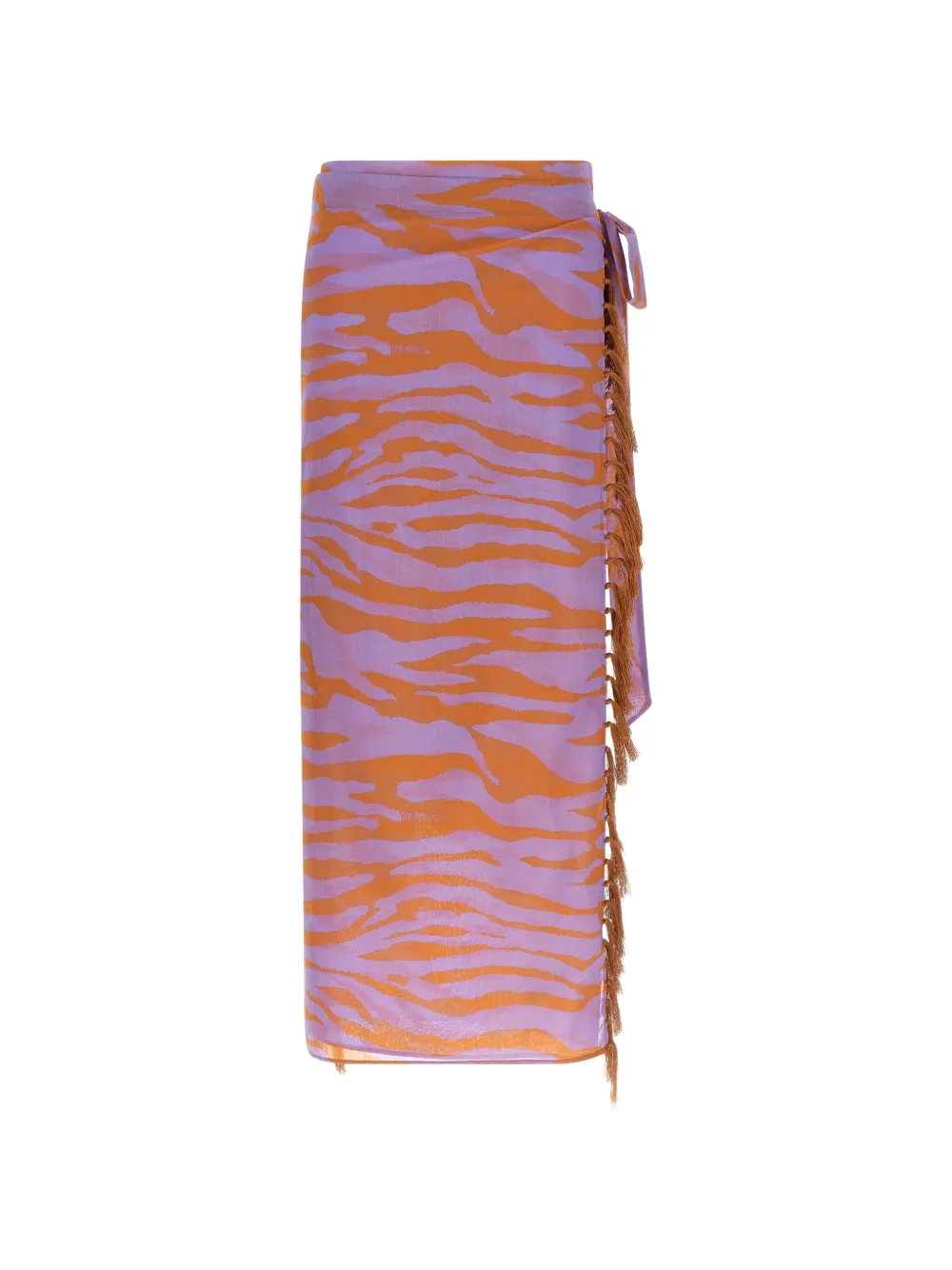 The Attico Il Primo Bagno animal-print fringed sarong skirt - Violett