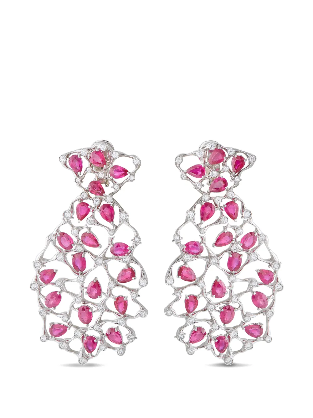 Valente Milano ruby and diamond openwork earrings - Argento
