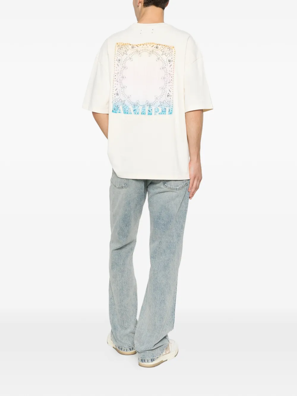 AMIRI Oversized T-shirt met bandana-patch Beige