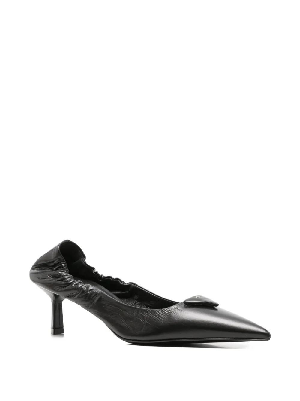 Prada logo-plaque ruched pumps Zwart