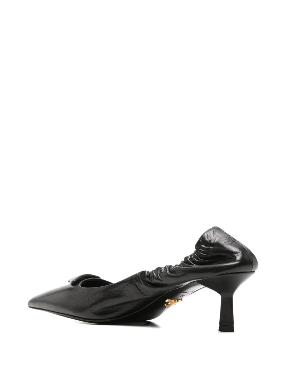 Prada logo-plaque ruched pumps Zwart