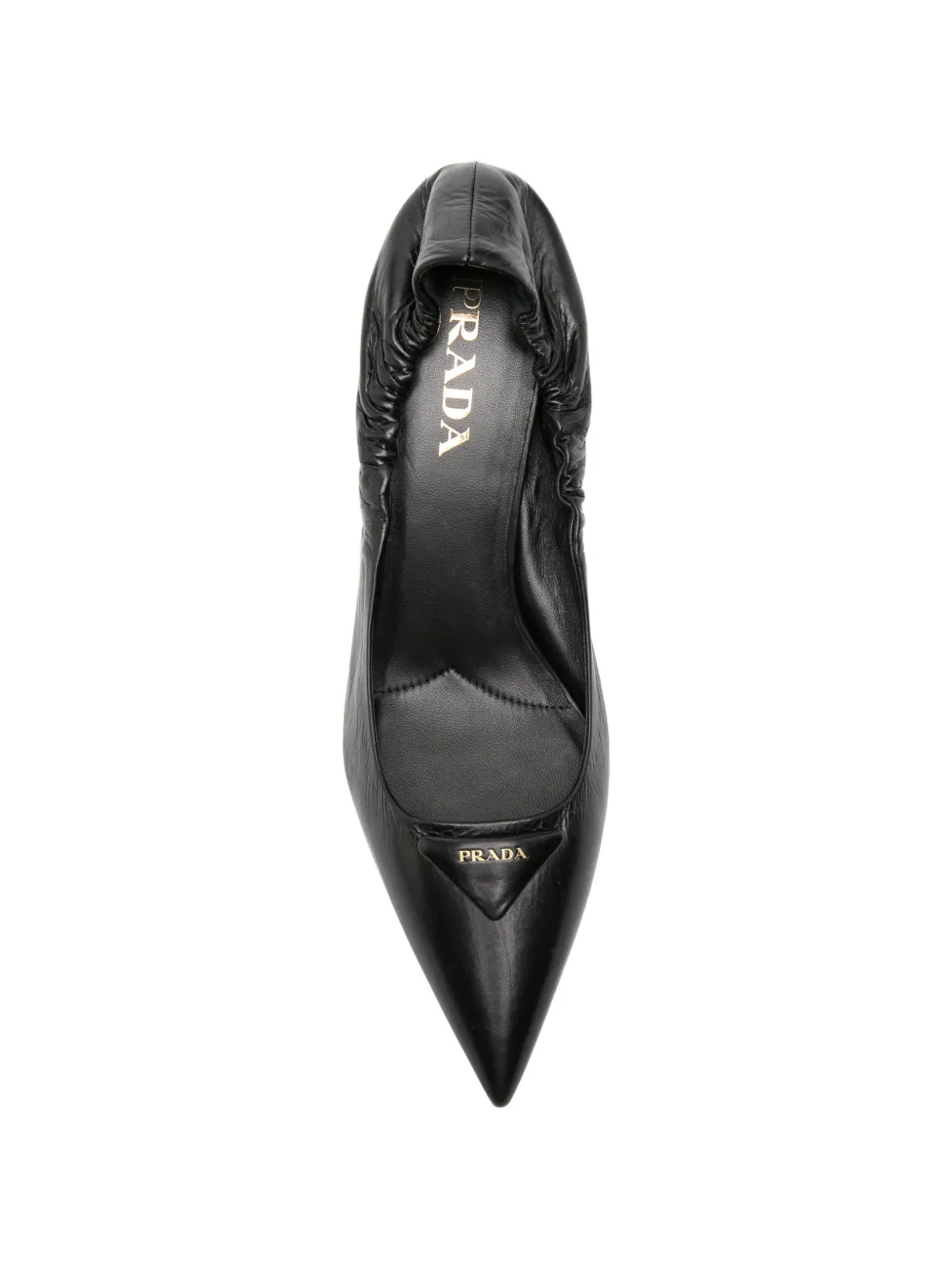 Prada logo-plaque ruched pumps Zwart