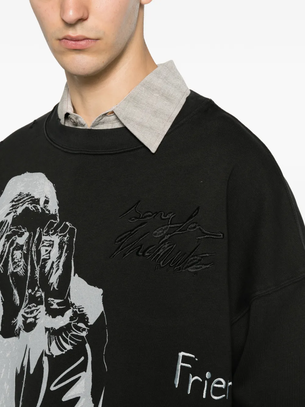 Song For The Mute Sweater met print Zwart