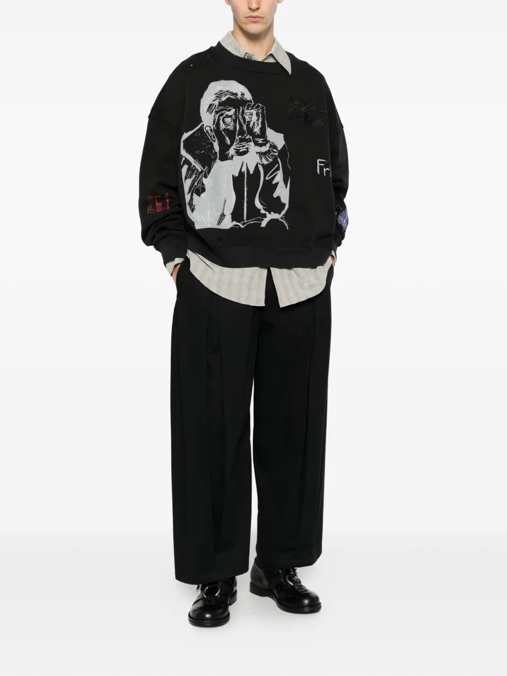 Song For The Mute Sweater met print Zwart