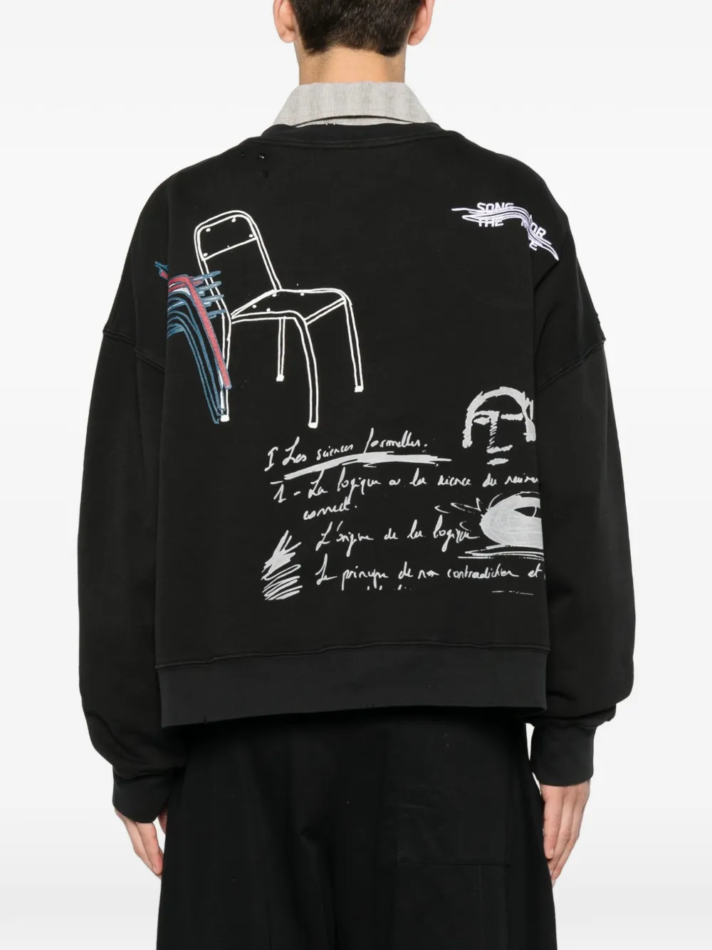 Song For The Mute Sweater met print Zwart