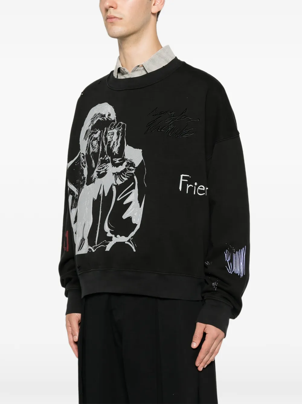 Song For The Mute Sweater met print Zwart
