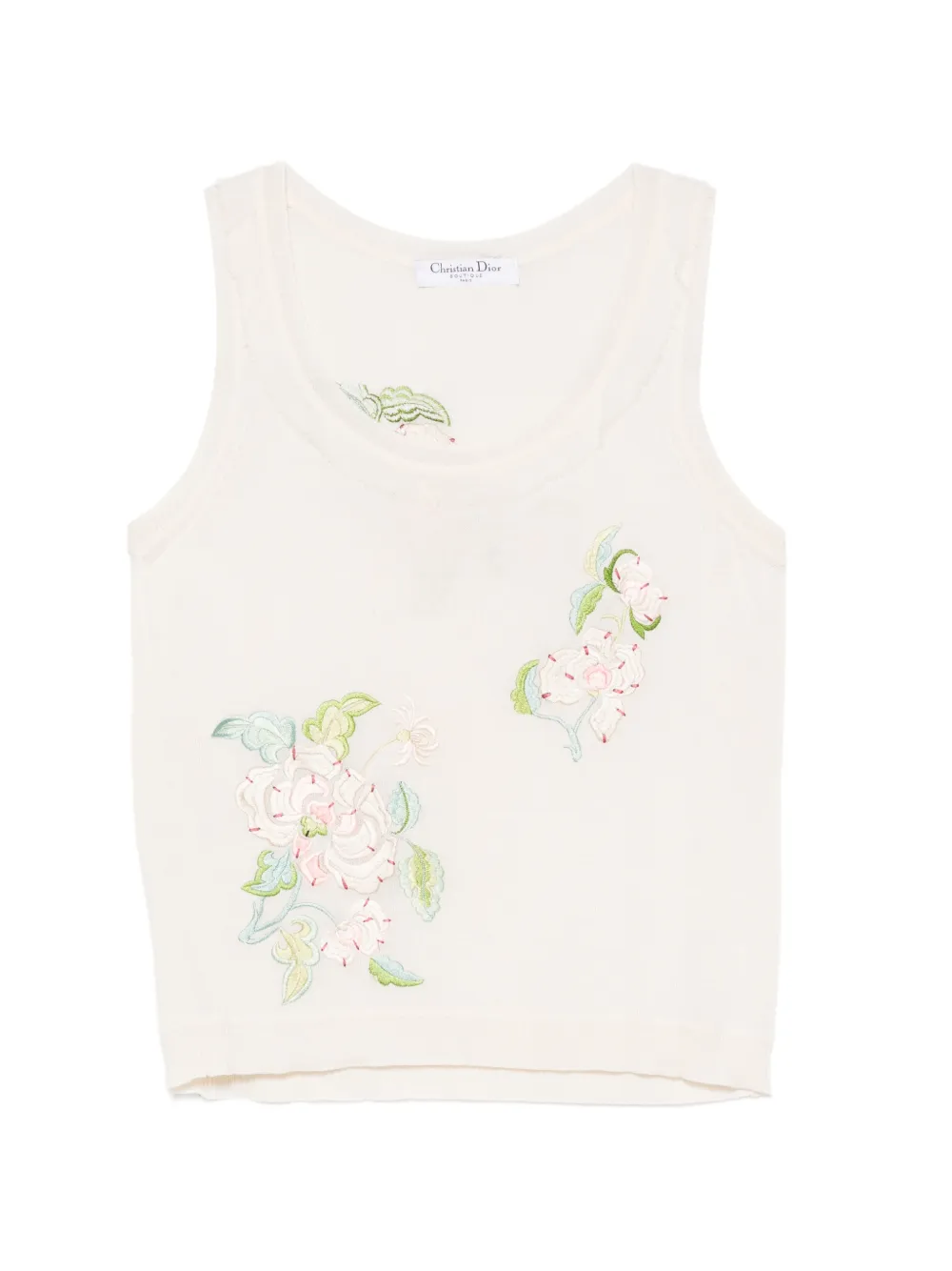 Christian Dior Pre-Owned 2020s floral-embroidered tank top - Neutrals