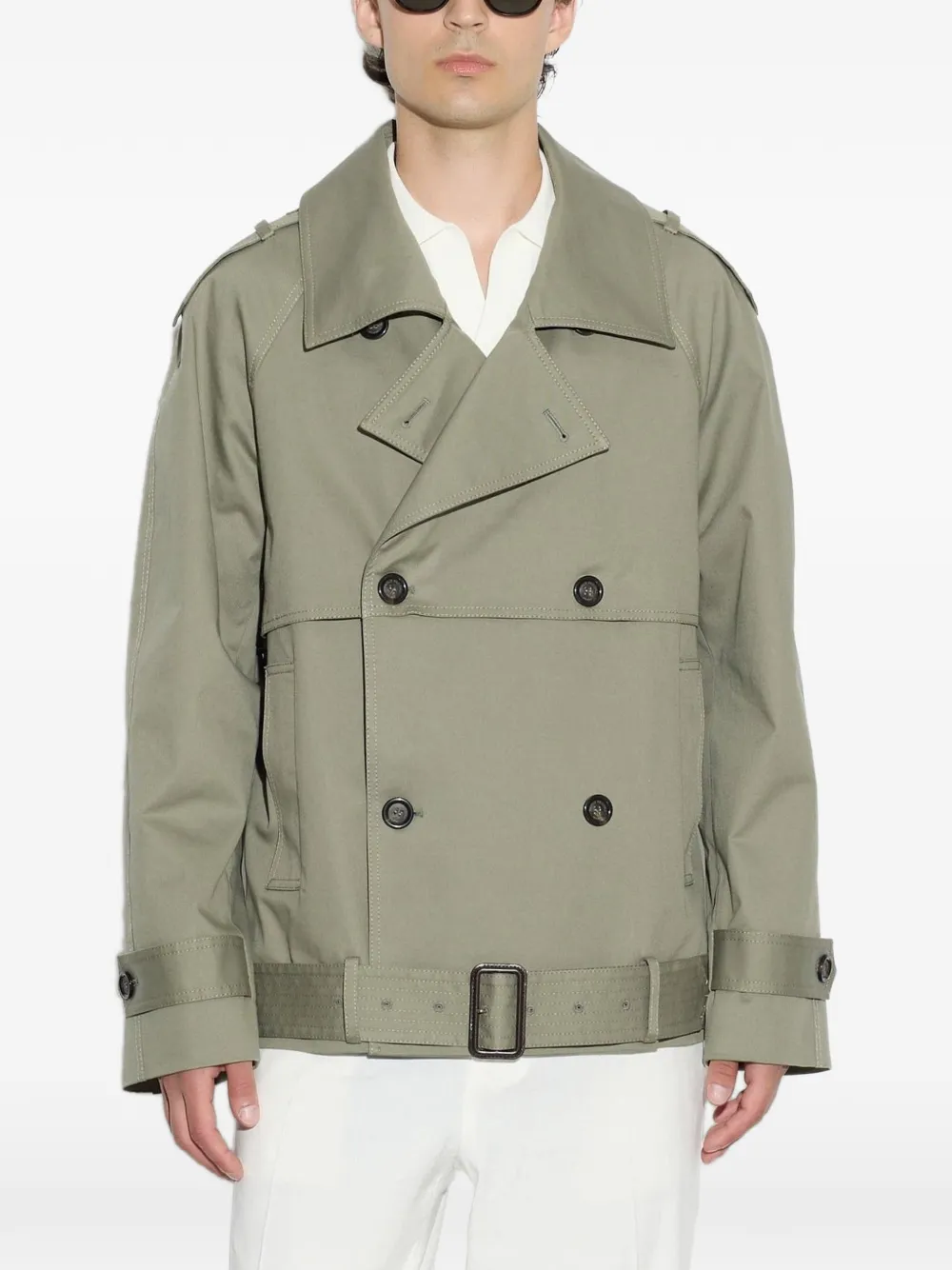 Paolo Pecora double-breasted belted trench coat - Grün