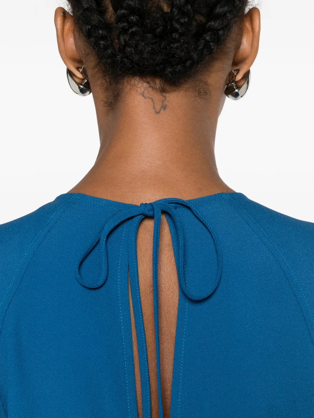 Stella McCartney Midi-jurk met capemouwen en striksluiting Blauw