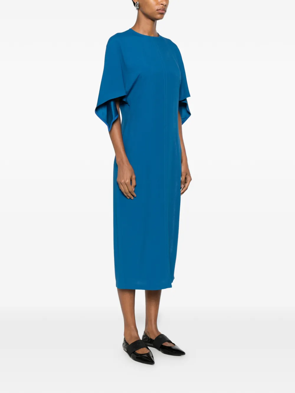 Stella McCartney Midi-jurk met capemouwen en striksluiting Blauw