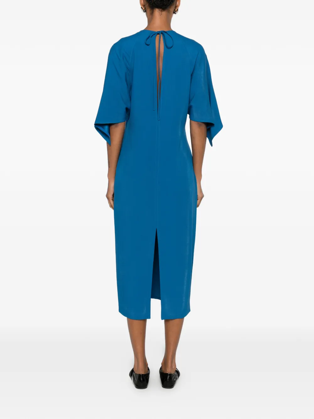 Stella McCartney Midi-jurk met capemouwen en striksluiting Blauw