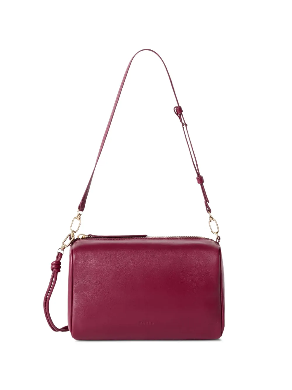 Furla large logo-debossed leather crossbody bag - Rosso