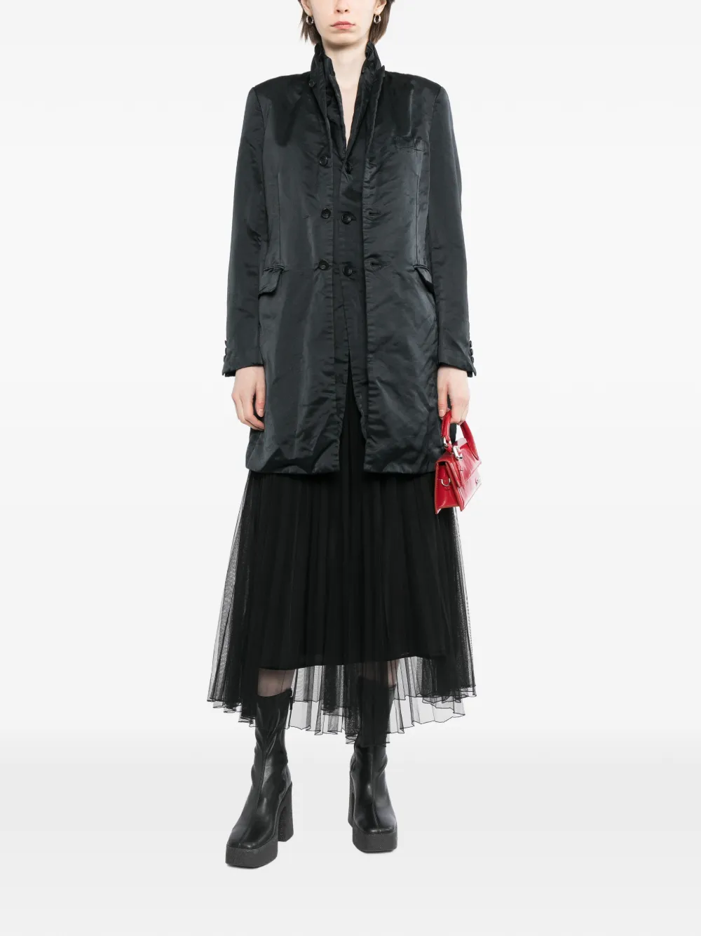 Comme Des Garçons Jack met gelaagd effect en satijnen afwerking Zwart