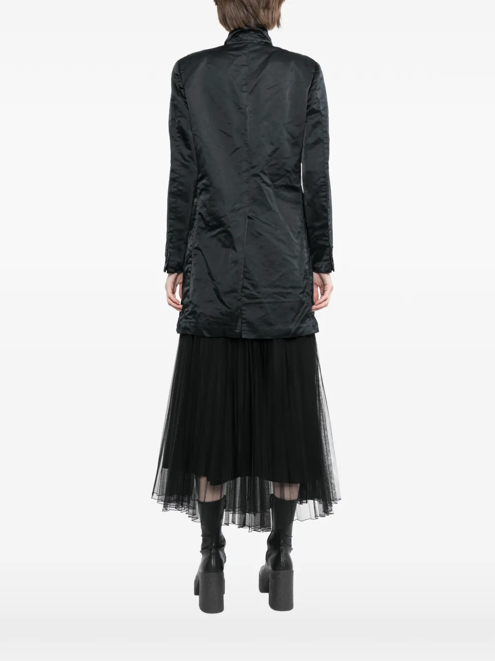 Comme Des Garçons Jack met gelaagd effect en satijnen afwerking Zwart
