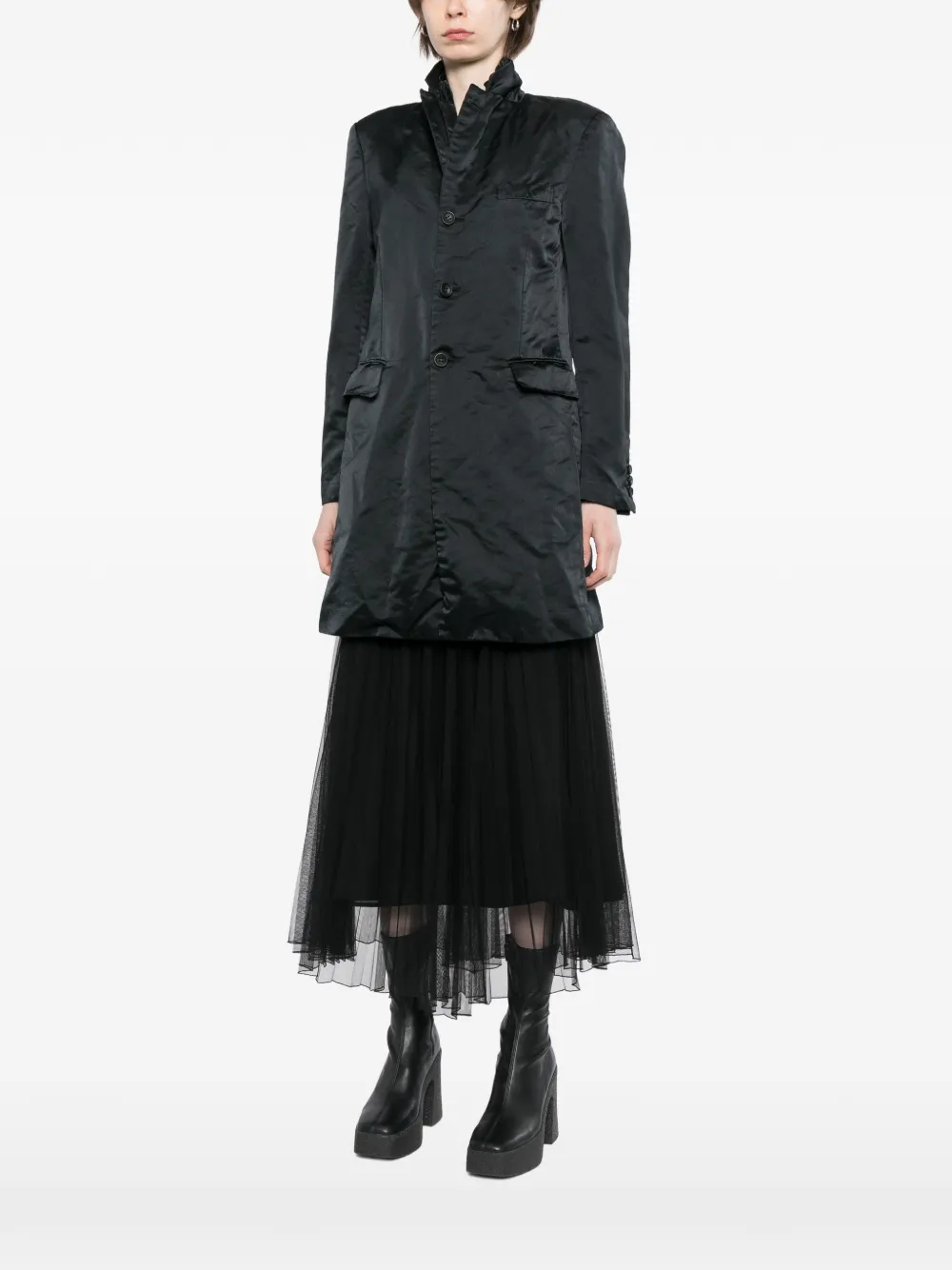 Comme Des Garçons Jack met gelaagd effect en satijnen afwerking Zwart