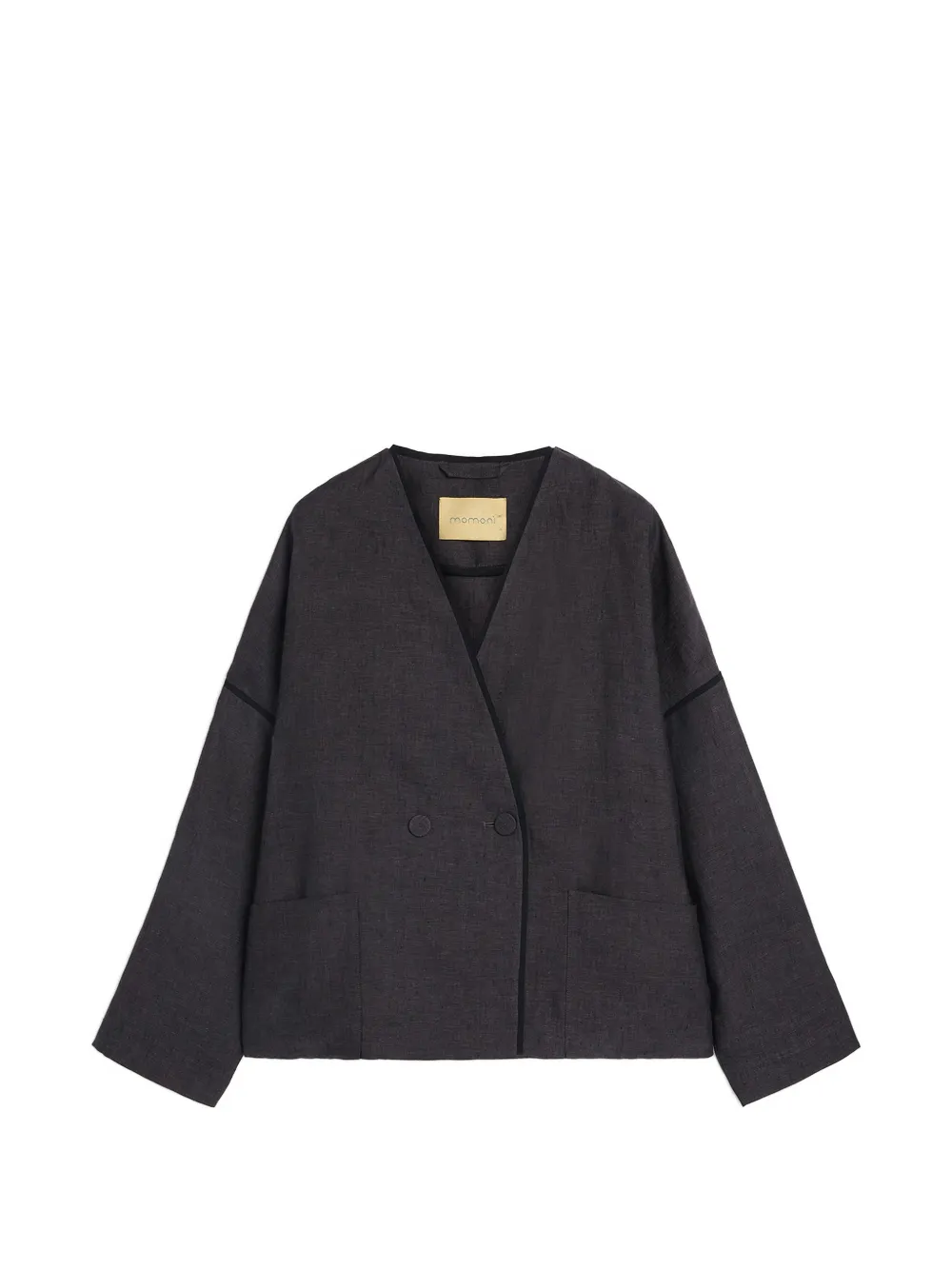 MOMONÌ Astre double-breasted linen jacket - Grigio