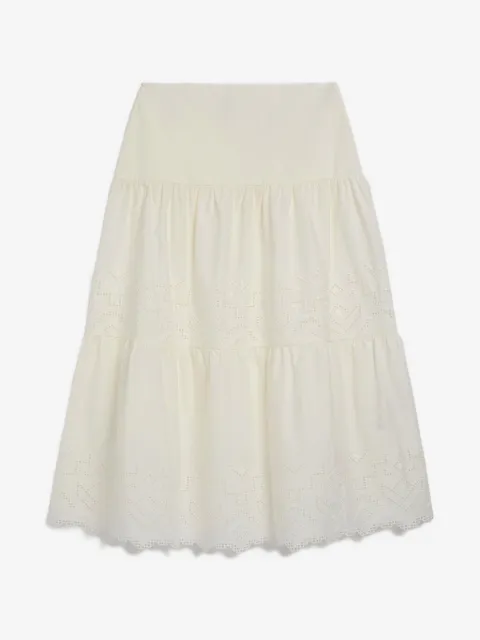 MOMONÌ Reina broderie anglaise tiered long skirt