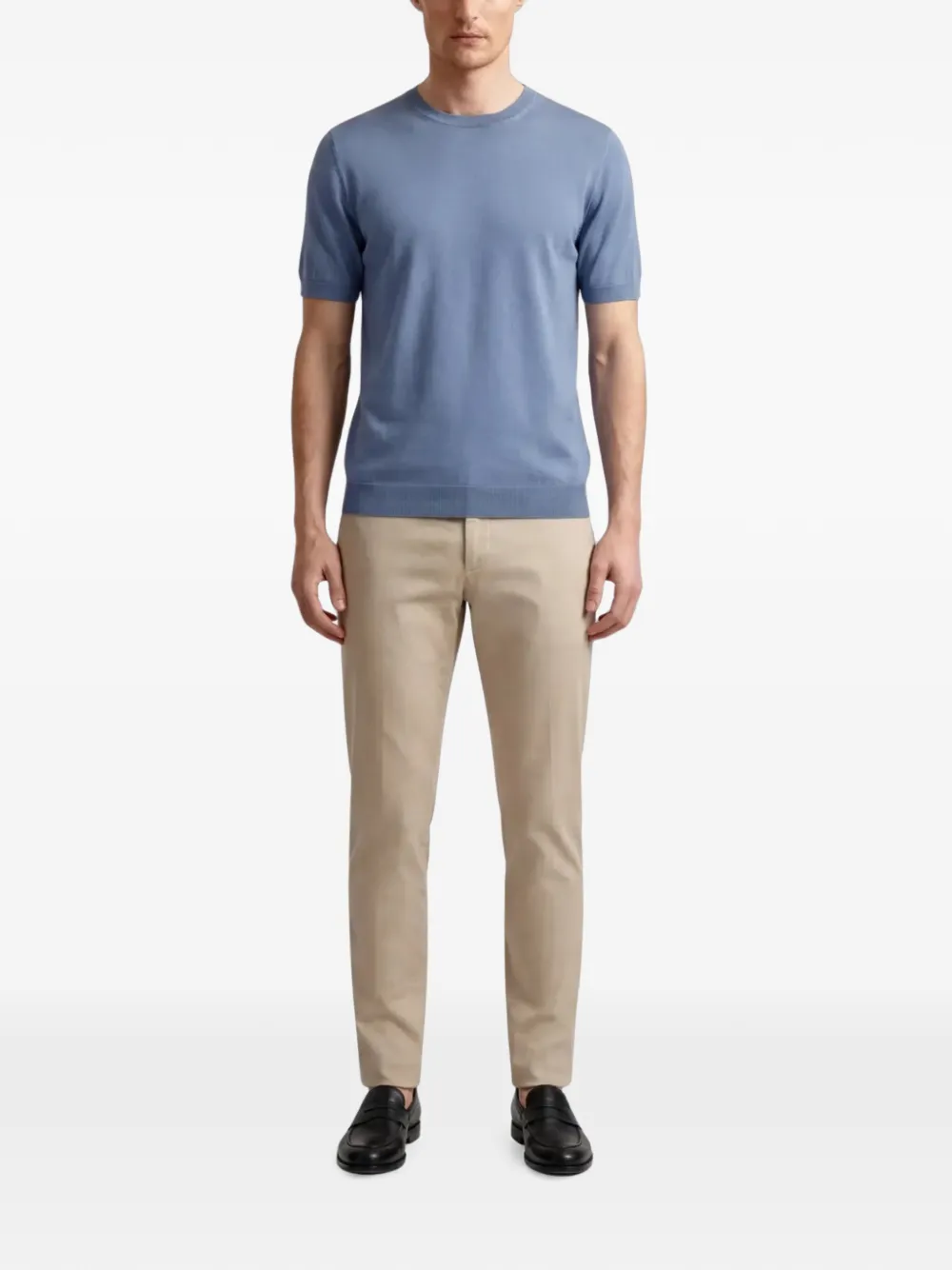 Drumohr Fijngebreid T-shirt Blauw