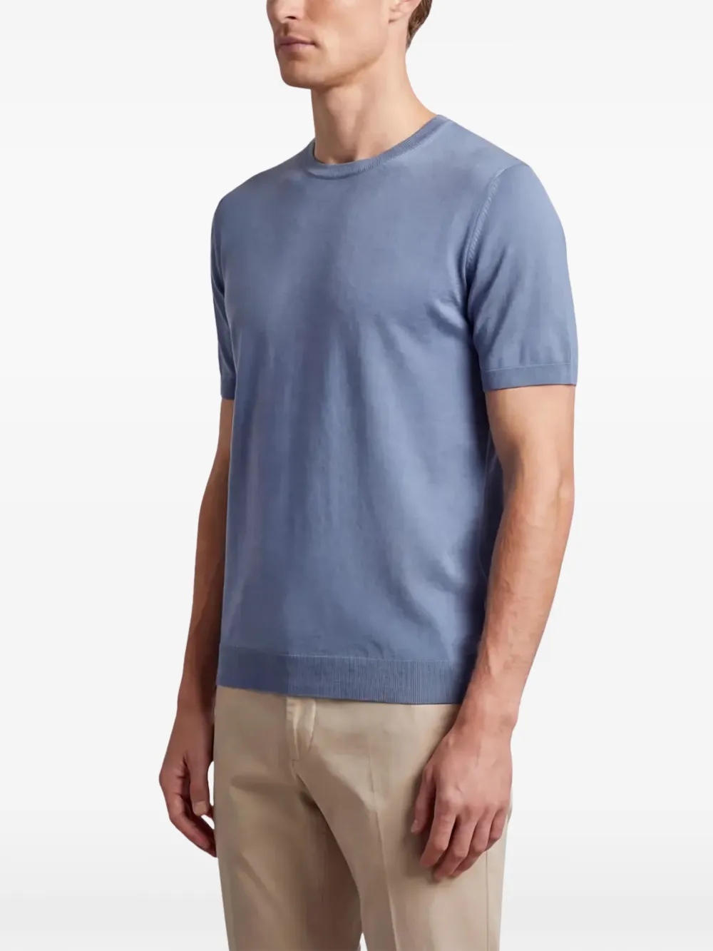 Drumohr Fijngebreid T-shirt Blauw