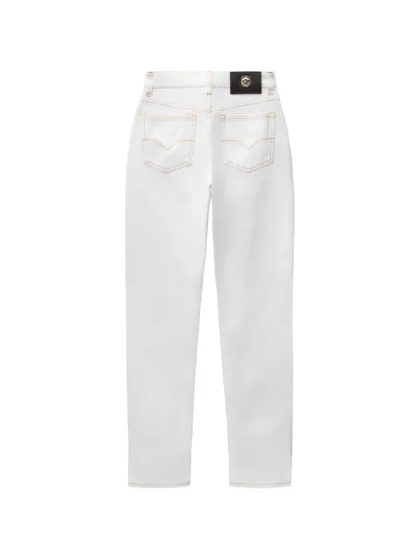 Versace Medusa-patch contrast-stitch Jeans | White | FARFETCH