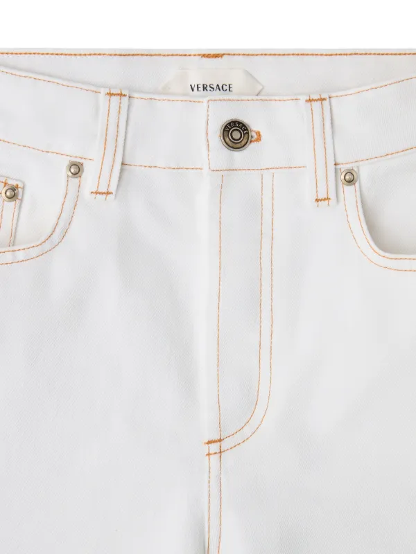 Versace Medusa-patch contrast-stitch Jeans | White | FARFETCH