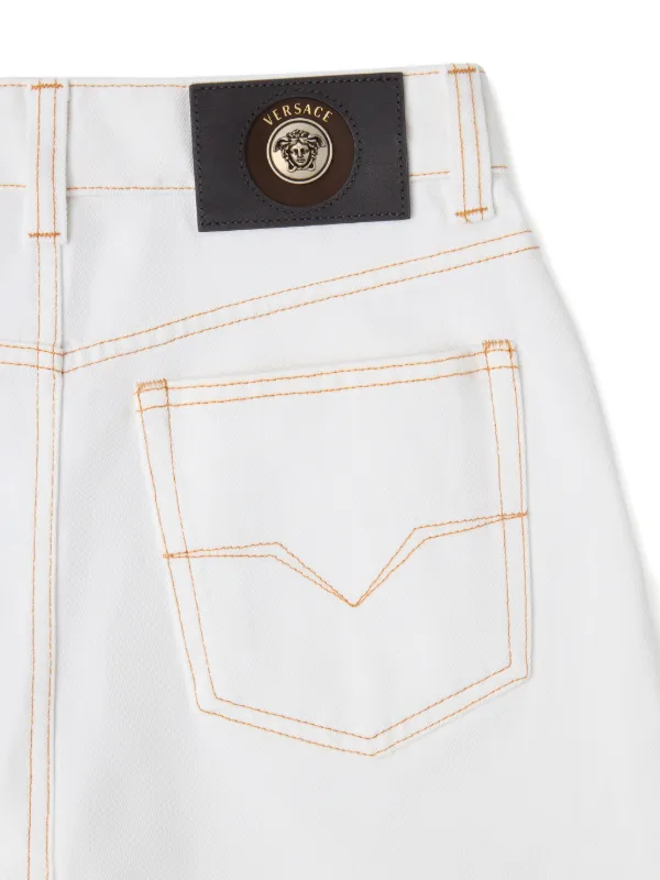 Versace Medusa-patch contrast-stitch Jeans | White | FARFETCH