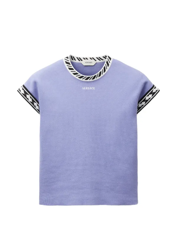 Versace Cotton Knit T-shirt in Purple