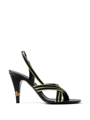 Saint Laurent ロゴヒール サンダル | ブラック | FARFETCH JP