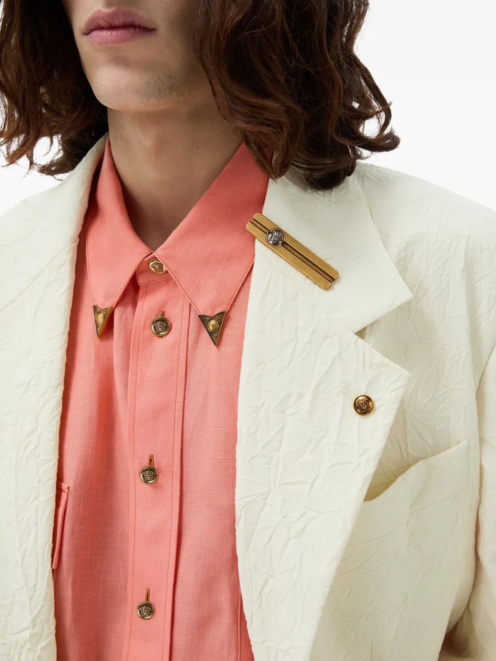 Versace Wollen blazer met gekreukt effect Beige