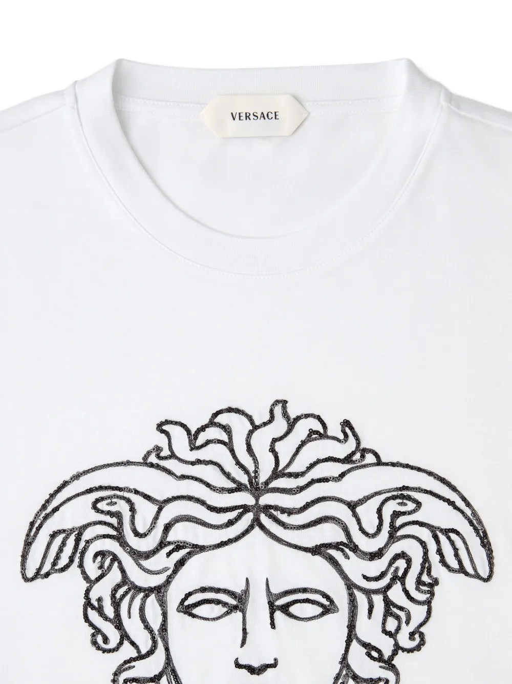 Versace Medusa T-shirt met pailletten Wit