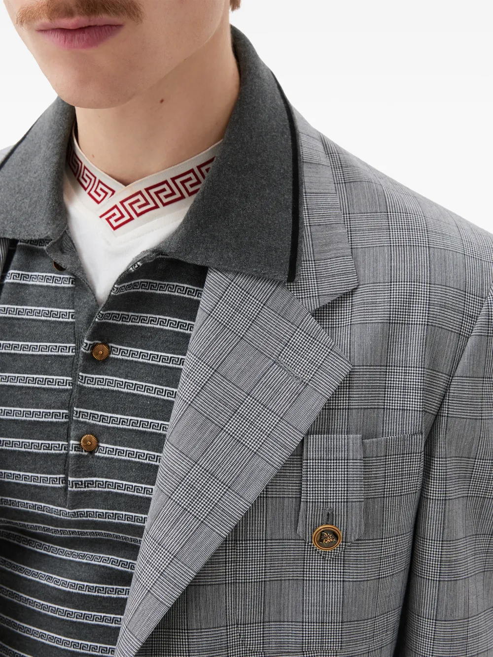 Versace Prince Of Wales wollen blazer Grijs