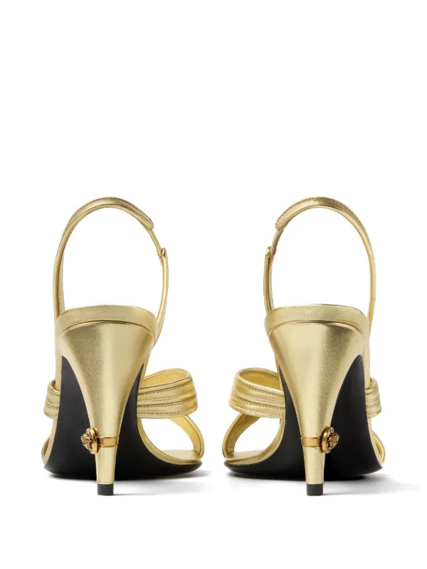 Versace Gianni Metallic Nappa Sandals 90 Mm | Gold | FARFETCH GE