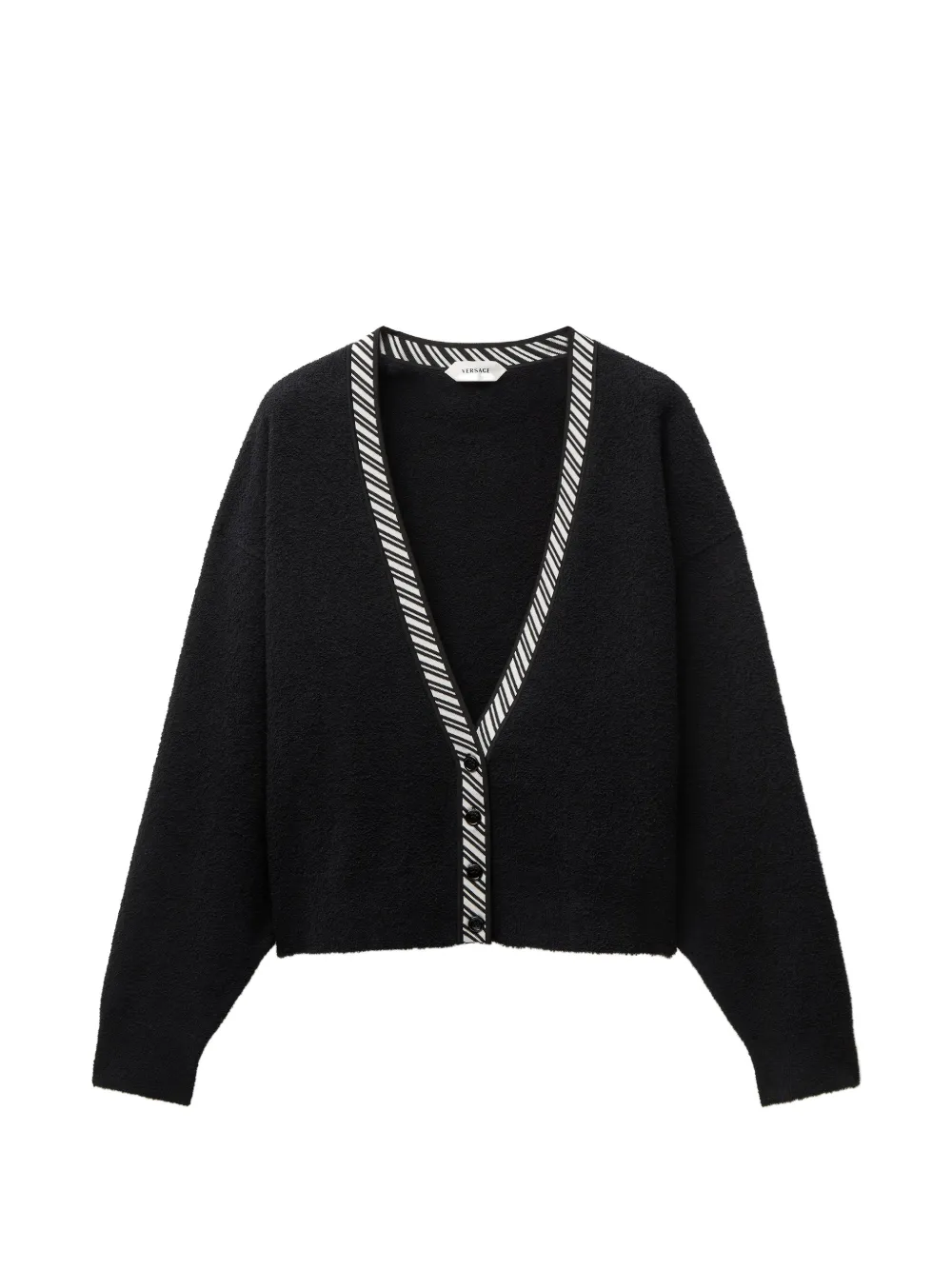 Versace striped-trim Medusa-plaque cardigan - Schwarz