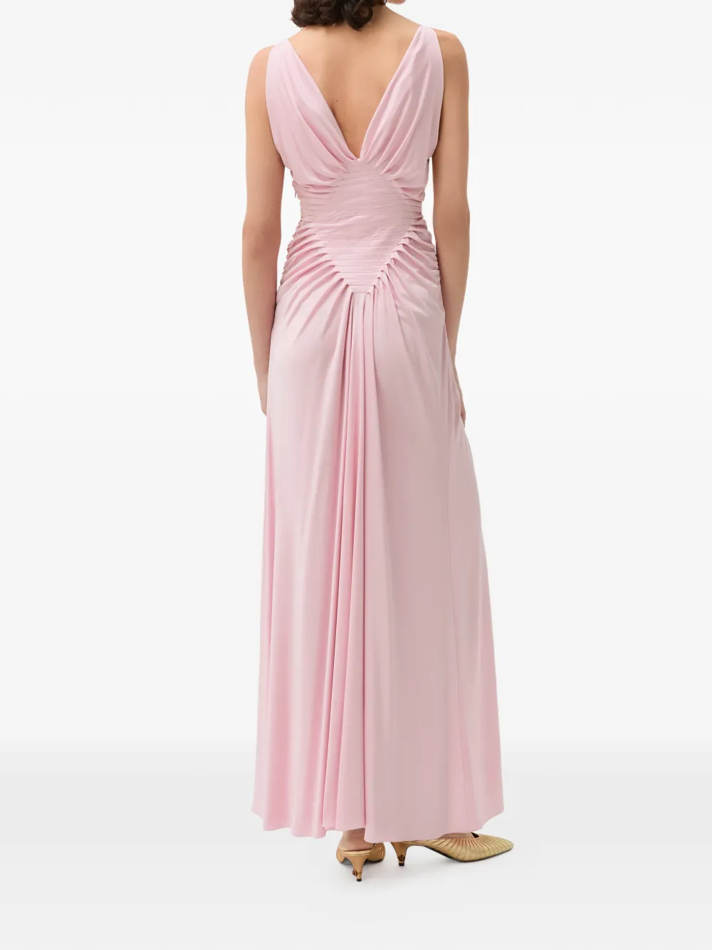Versace Maxi-jurk met ruches en watervalhals Roze