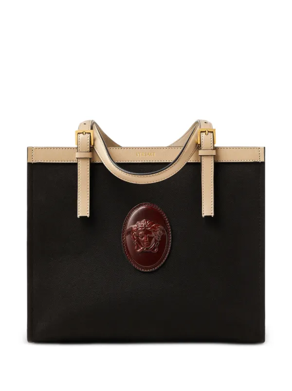 Versace Rivière Canvas Tote in Black