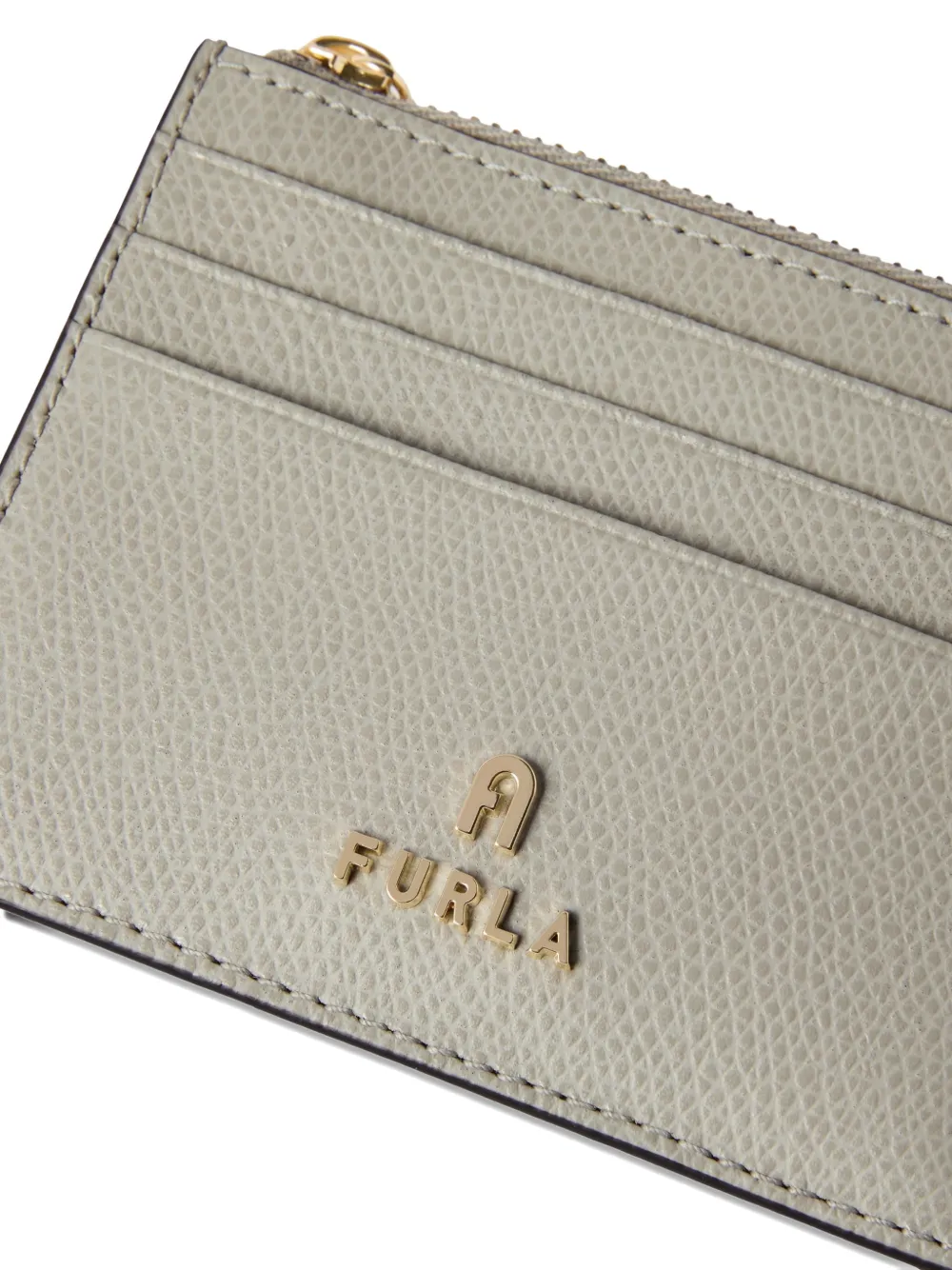 Furla Camelia leren pasjeshouder met textuur Grijs