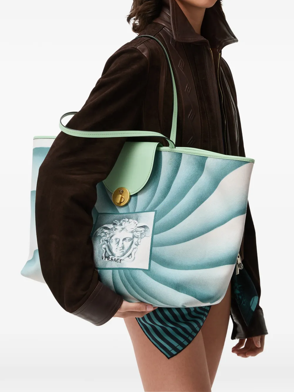 Versace Vivian grote canvas shopper met print Wit