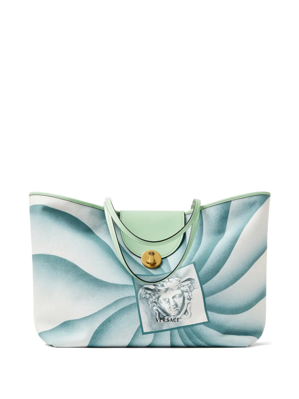 Versace Vivian Printed Large Canvas Tote In White