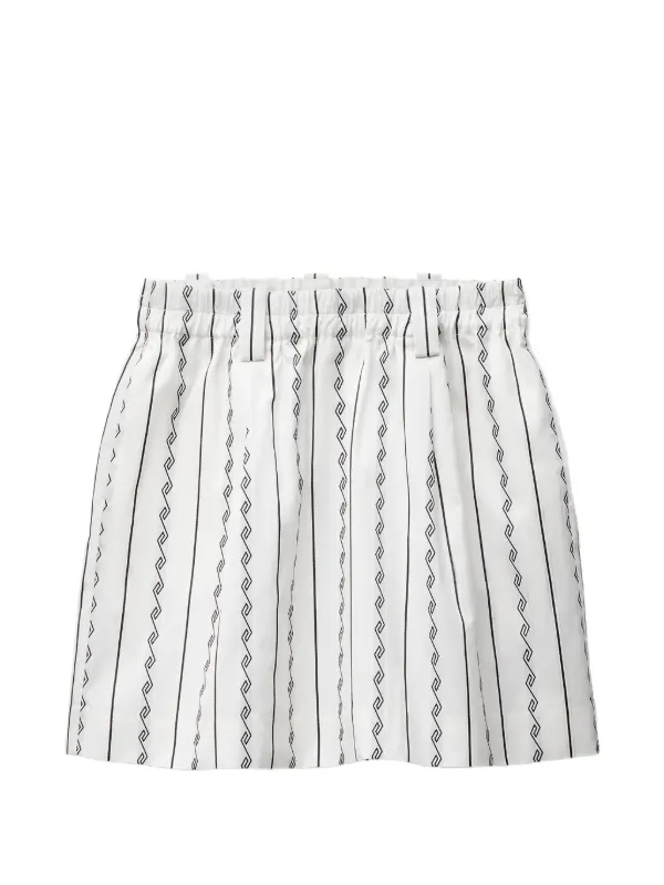 Versace Greca-print Pleated Skirt in White
