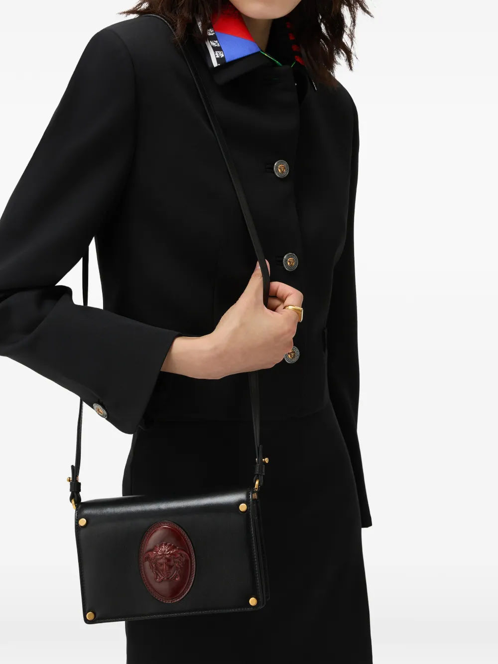 Versace Lou nappa mini-tas Zwart