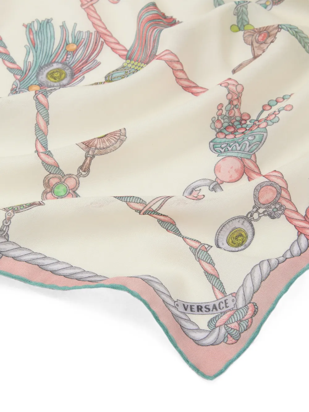 Versace Sjaal met Hanging Out-print Beige