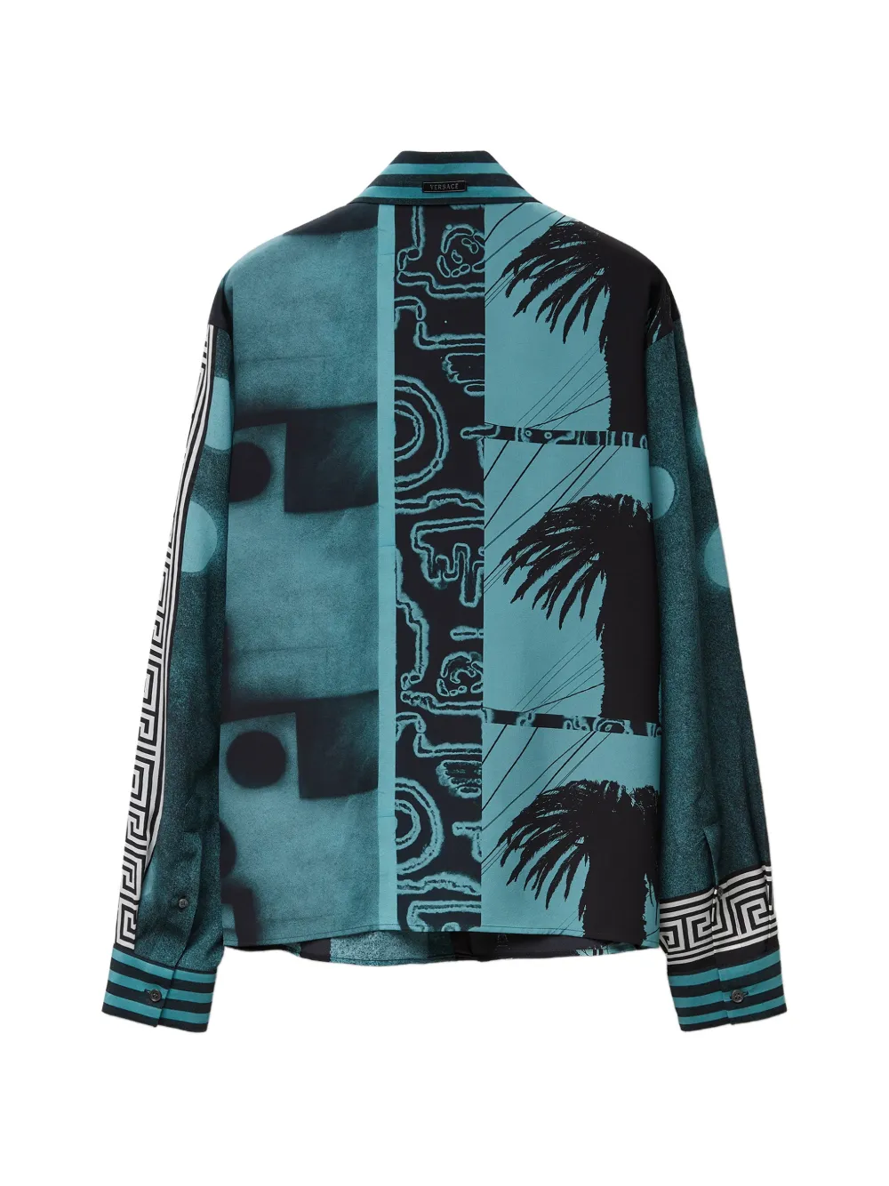 Versace T-shirt met Sunset Palms-print Blauw