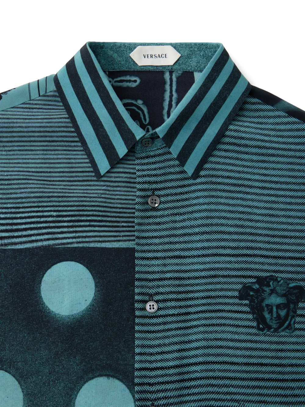 Versace T-shirt met Sunset Palms-print Blauw